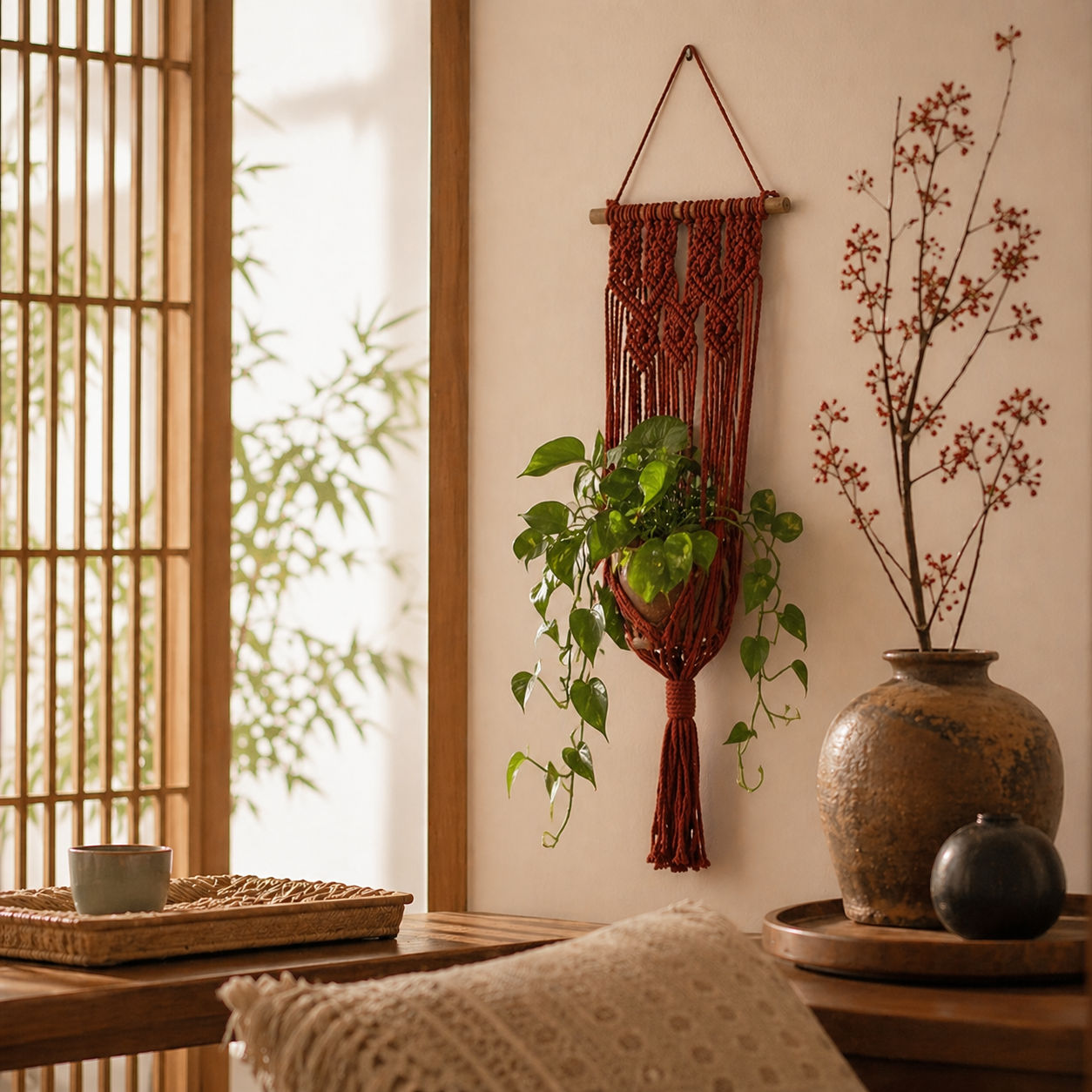 Handmade Macrame Wall Hanging Plant Holder